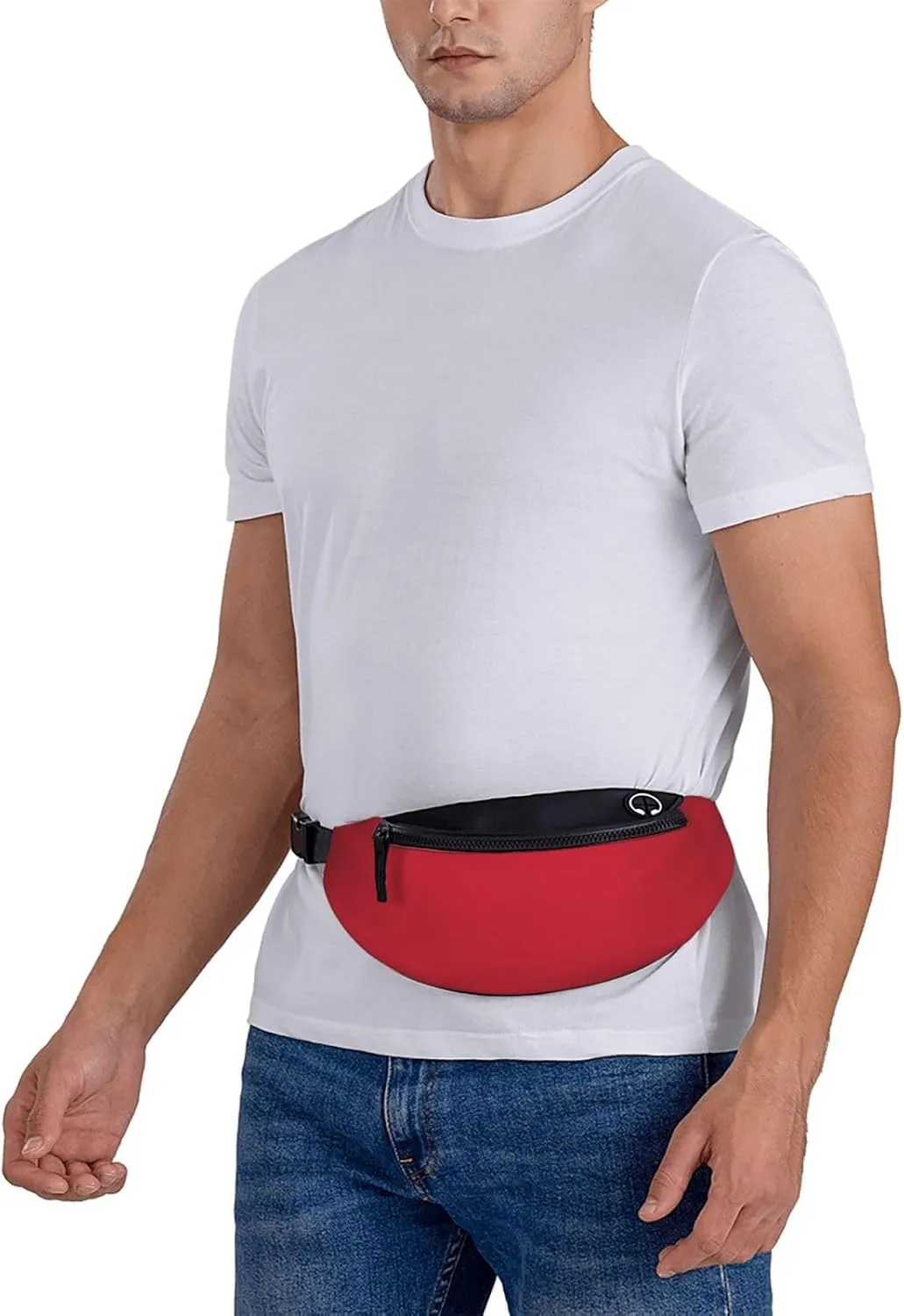 Stylish 3d Red Bumbags Waist Fanny Pack For Women Ladies Men Lightweight Bum Bag With Zip Pockets Adjustable Belt For Dog Walking Running Cycling Hiking Outdoor Sport