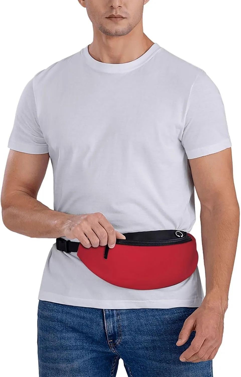 Stylish 3d Red Bumbags Waist Fanny Pack For Women Ladies Men Lightweight Bum Bag With Zip Pockets Adjustable Belt For Dog Walking Running Cycling Hiking Outdoor Sport