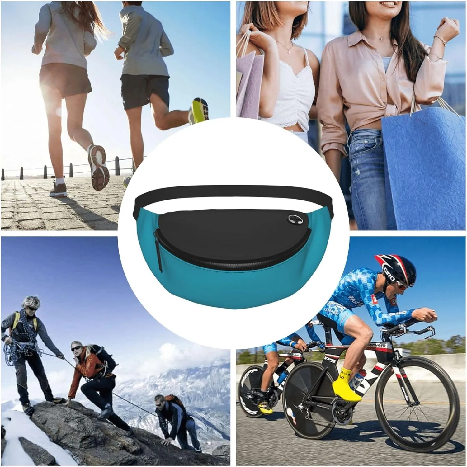 Stylish 3d Turquoisegreen Bumbags Waist Fanny Pack For Women Ladies Men Lightweight Bum Bag With Zip Pockets Adjustable Belt For Dog Walking Running Cycling Hiking Outdoor Sport