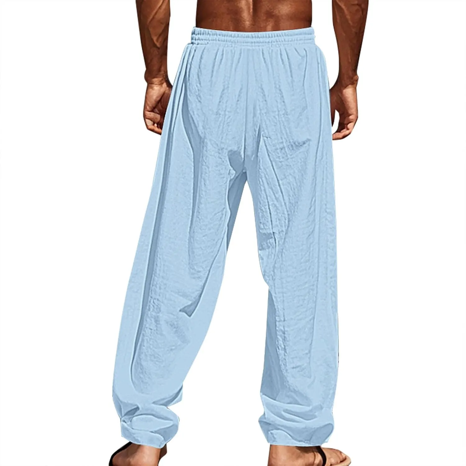 Summer Pants for Men Lightweight Relaxed Fit Trousers with Pockets Casual Wide Leg Vacation Beach Boho Pants