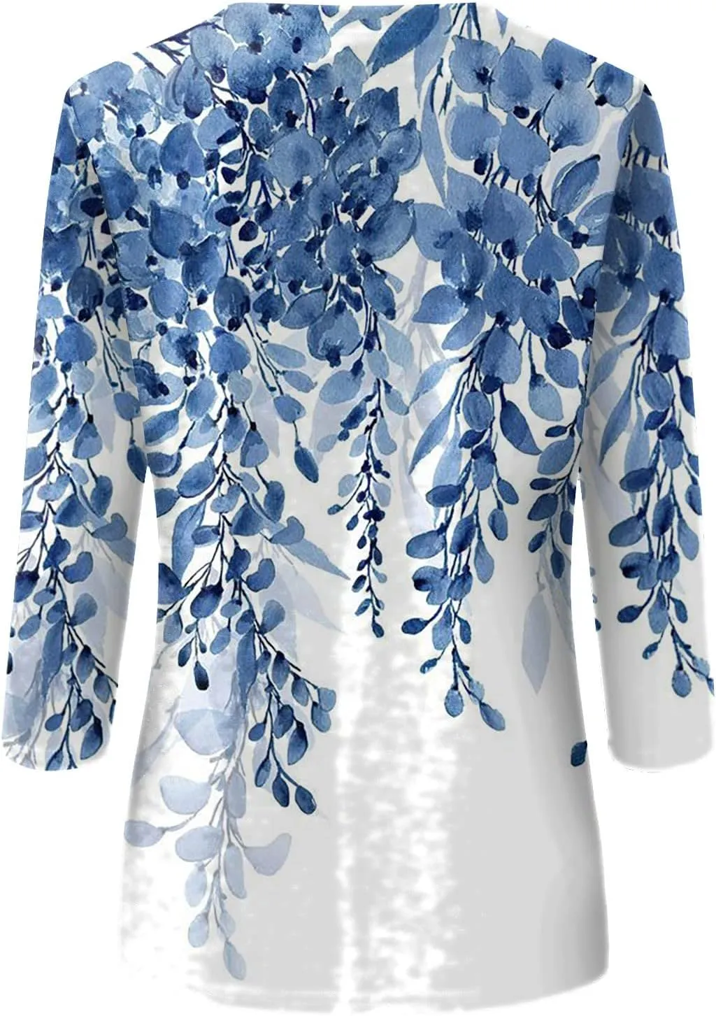 Summer Shirts for Women 3/4 Length Sleeve Crewneck Tops Trendy Loose Casual Printed Three Quarter Cute Blouse