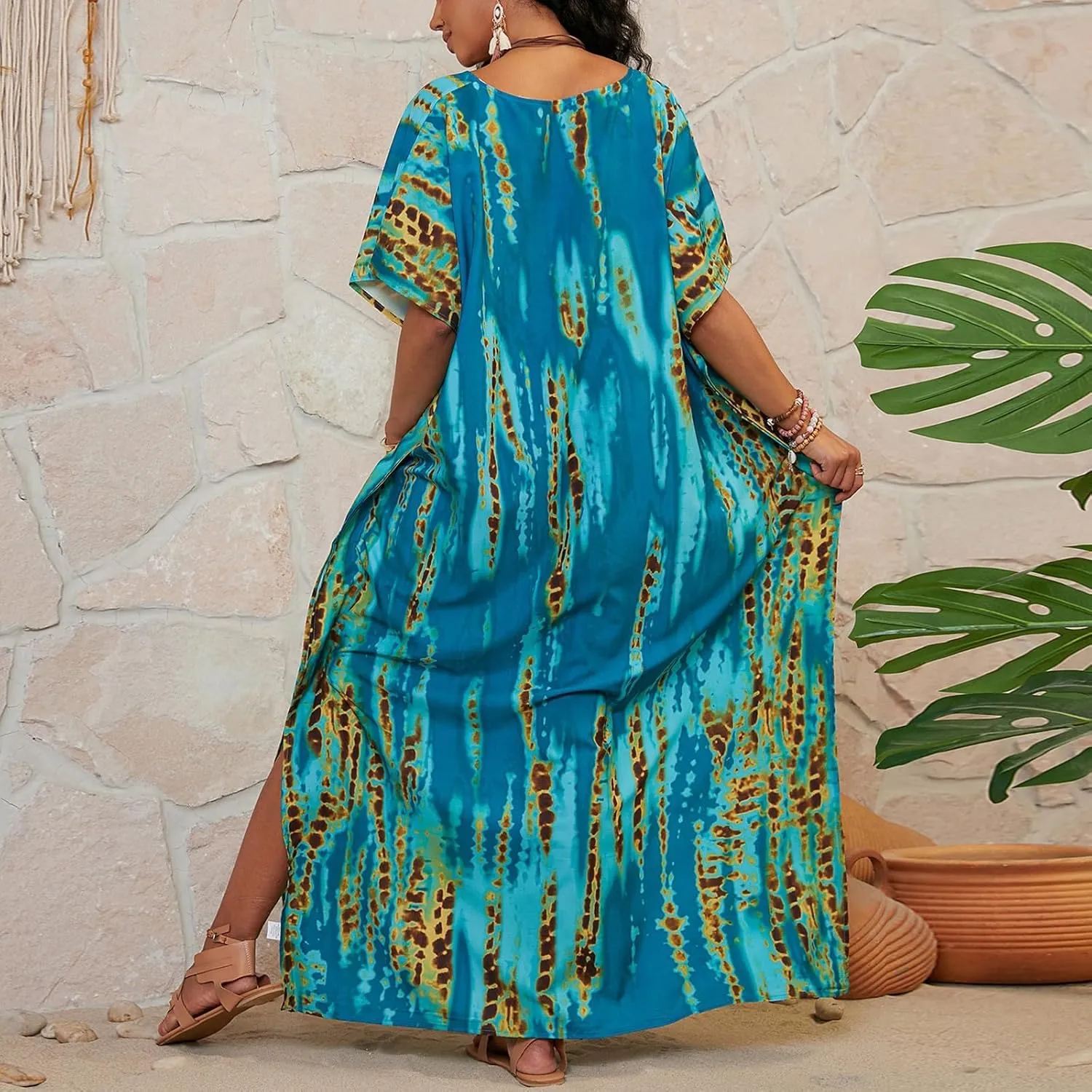 SXMURP Moomoo Dresses for Women, Caftan Dresses for Women Tropical Plus Size Hawaiian Bathing Suit Cover Ups Butterfly Abaya