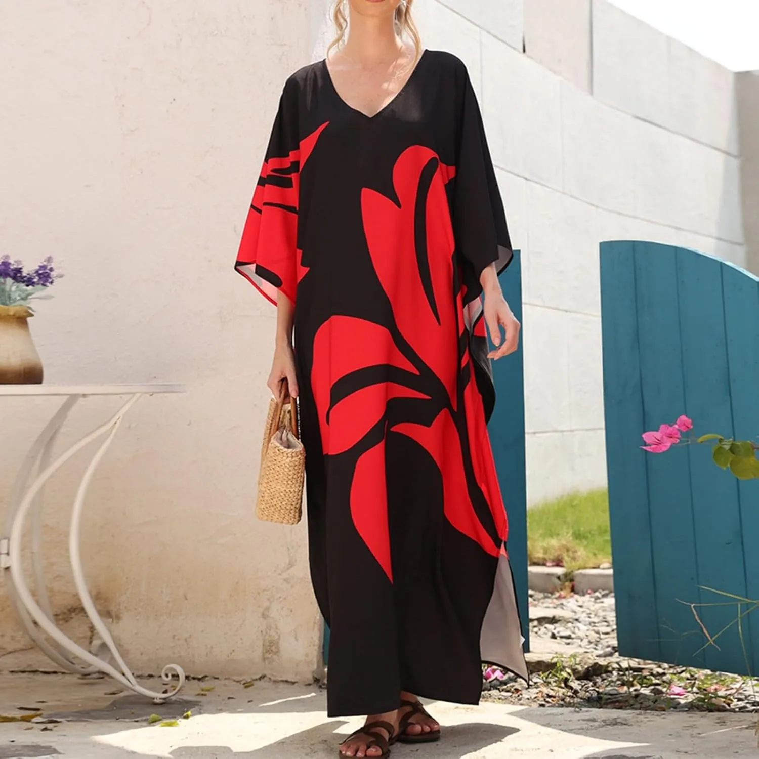 SXMURP Moomoo Dresses for Women, Moomoo Dresses for Women Hawaiian Tropical Plus Size Cover Ups Bathing Suit Butterfly Abaya