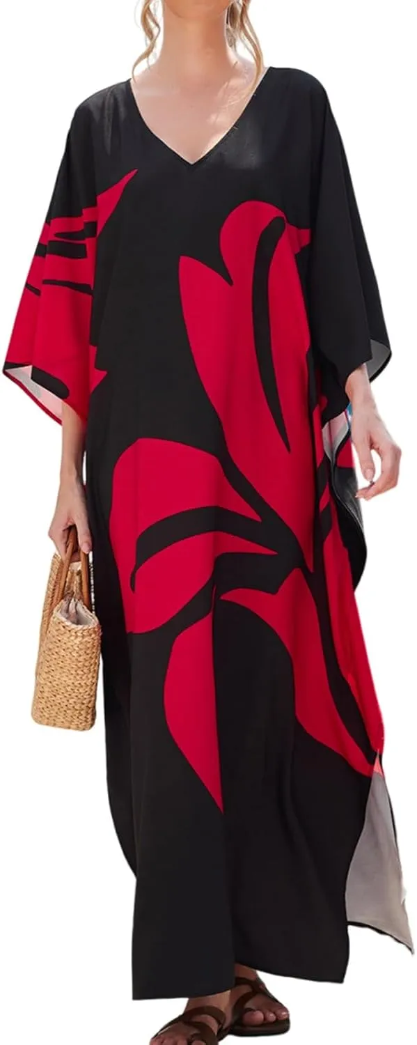 SXMURP Moomoo Dresses for Women, Moomoo Dresses for Women Hawaiian Tropical Plus Size Cover Ups Bathing Suit Butterfly Abaya