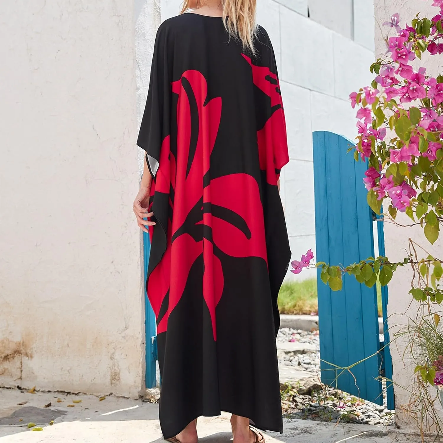 SXMURP Moomoo Dresses for Women, Moomoo Dresses for Women Hawaiian Tropical Plus Size Cover Ups Bathing Suit Butterfly Abaya