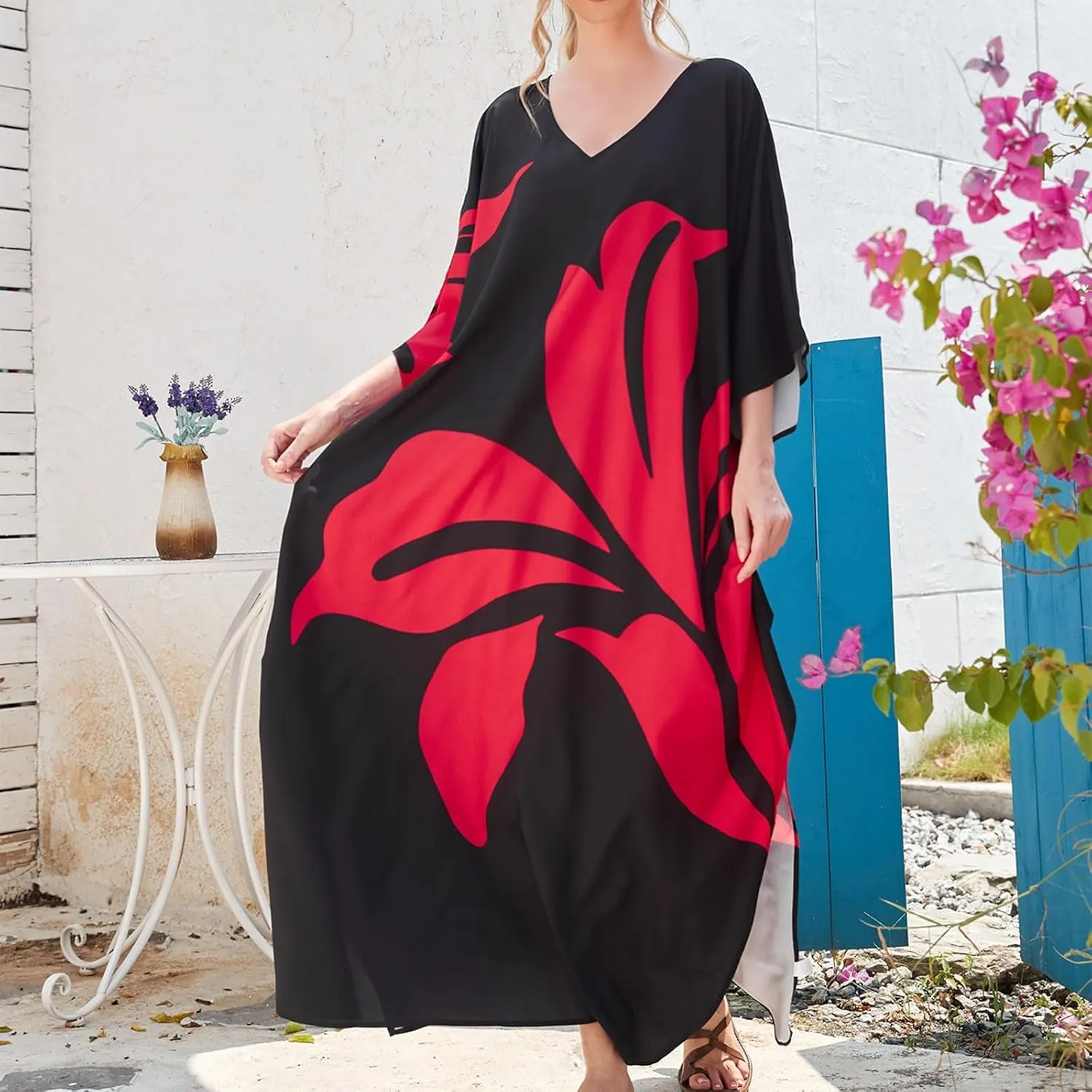 SXMURP Moomoo Dresses for Women, Moomoo Dresses for Women Hawaiian Tropical Plus Size Cover Ups Bathing Suit Butterfly Abaya