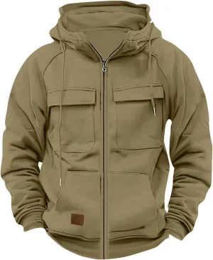 Tactical Sweatshirts for Men Quarter Zip Hoodie Retro Western Drawstring Long Sleeve Sweatshirt Hoodie