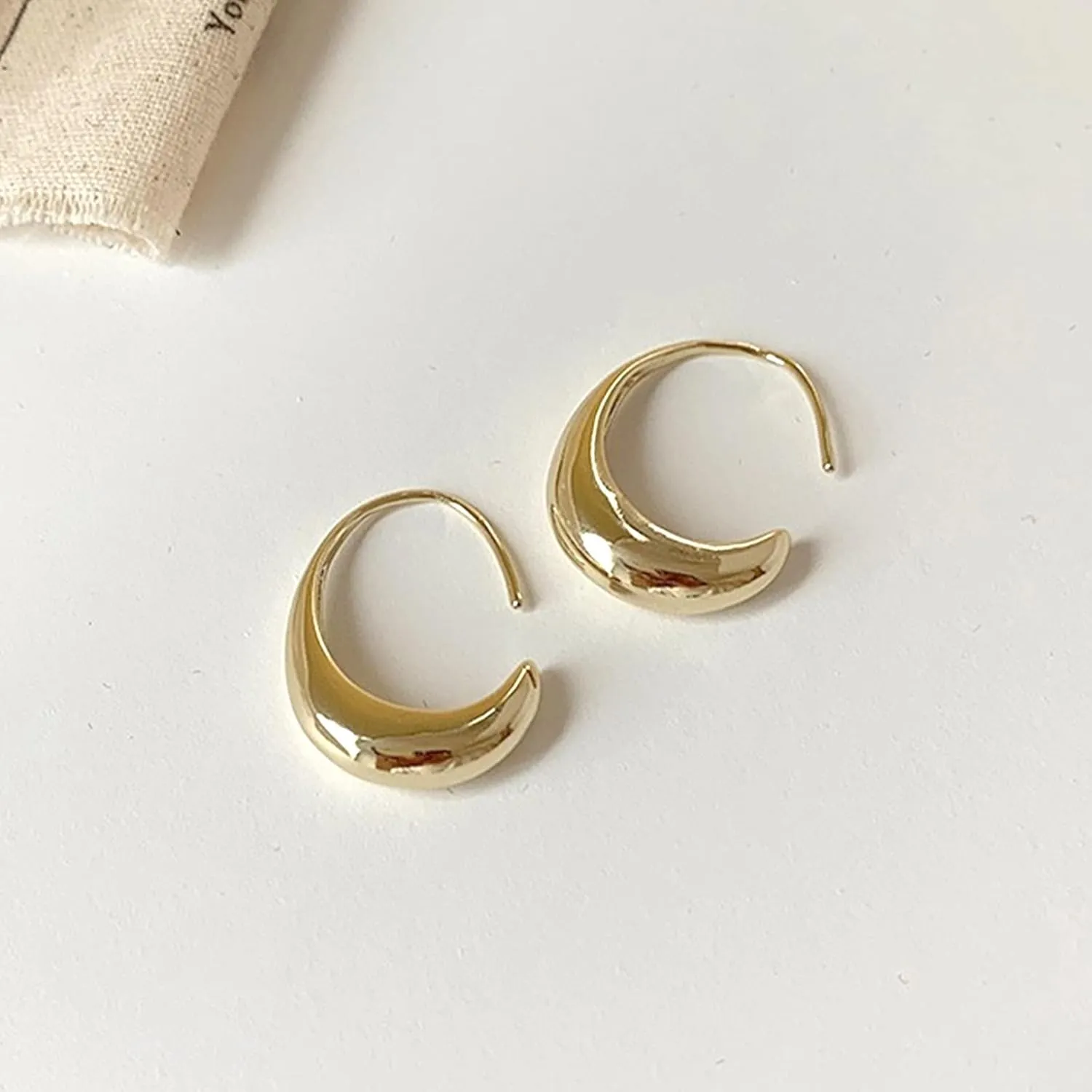 Teardrop Earrings Chunky Gold Earrings for Women Bottega Water Drop Earrings Large Oval Pull Through Hoop Earrings for Women Gifts for Christmas