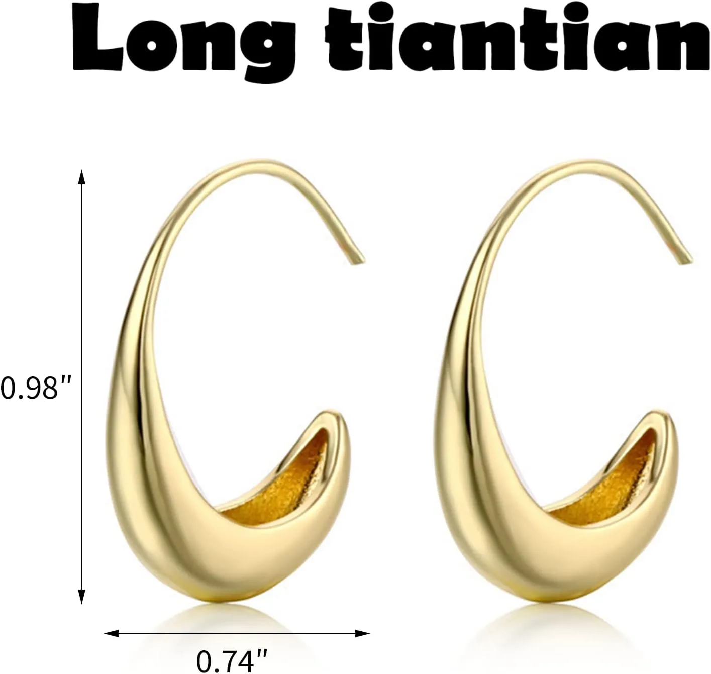 Teardrop Earrings Chunky Gold Earrings for Women Bottega Water Drop Earrings Large Oval Pull Through Hoop Earrings for Women Gifts for Christmas