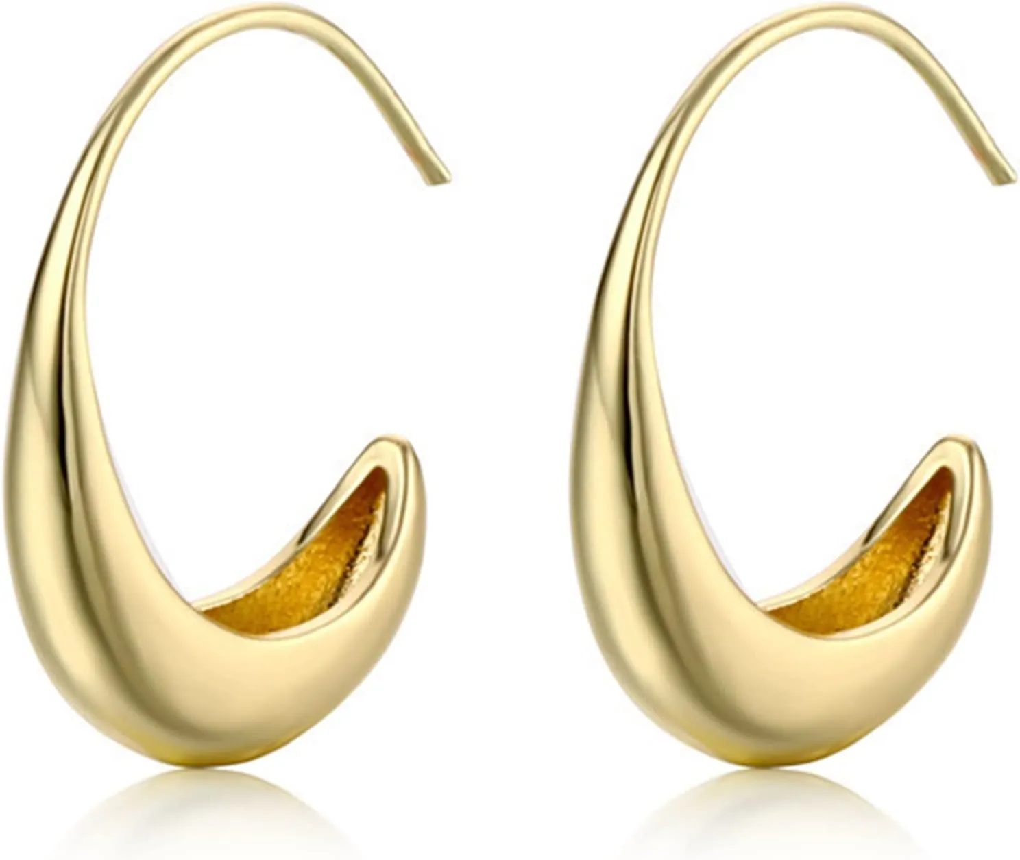 Teardrop Earrings Chunky Gold Earrings for Women Bottega Water Drop Earrings Large Oval Pull Through Hoop Earrings for Women Gifts for Christmas