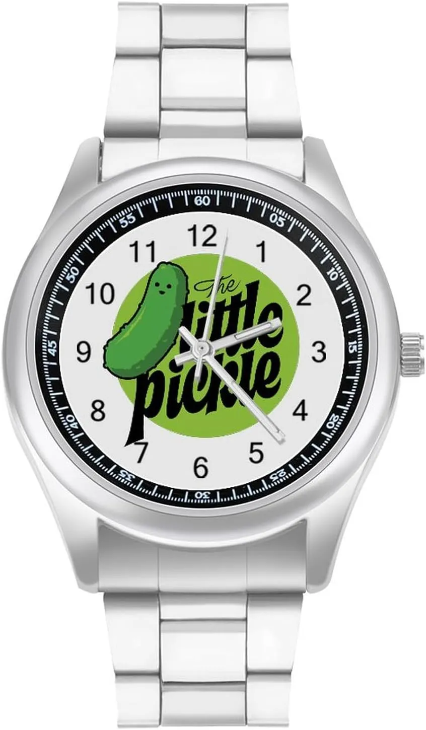 The Little Pickle Stainless Steel Strap Simple Business Watches for Men Easy Reader Work Casual Watch