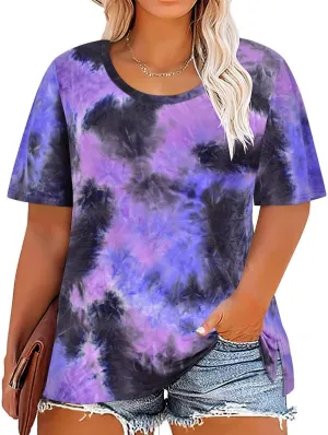 TIYOMI Plus Size Distressed Oversized T-Shirts Short Sleeve Tops for Women Crewneck Shirts XL-5XL