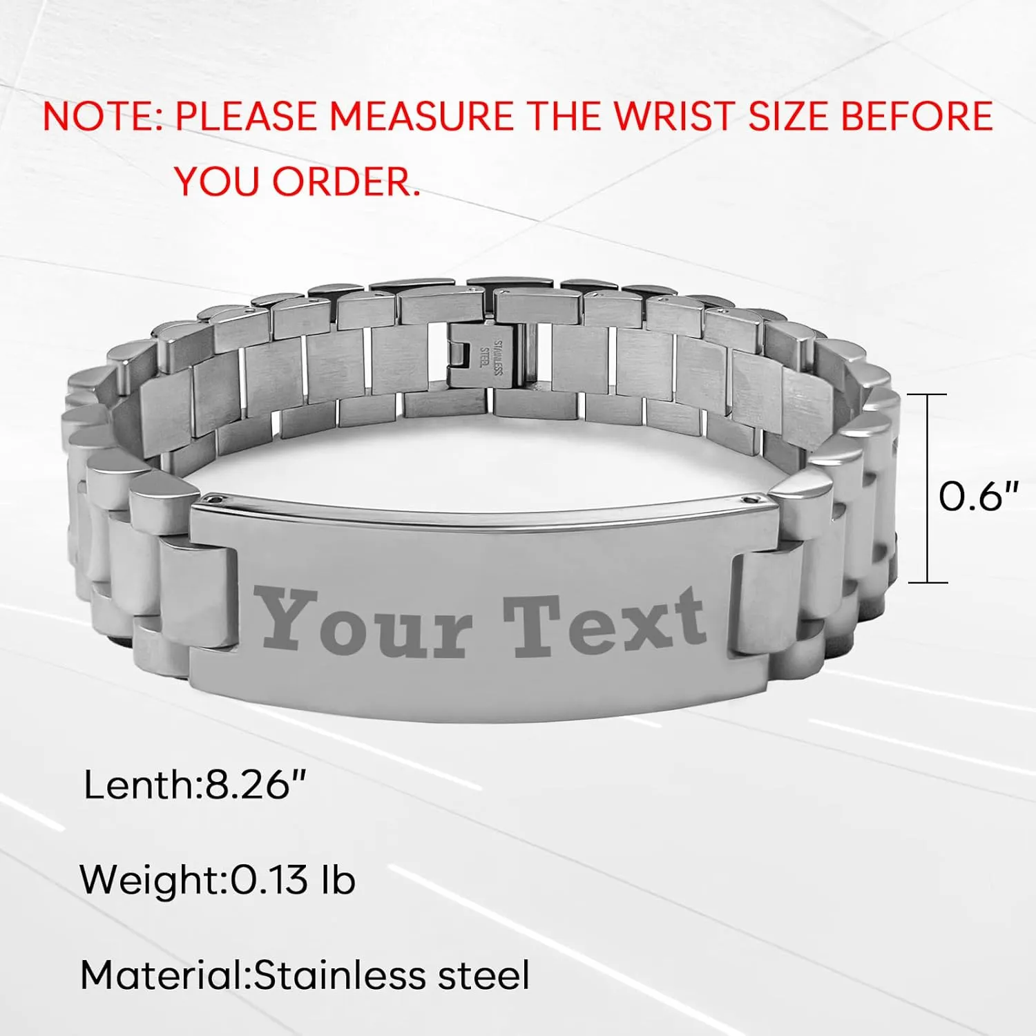 Tkanina Custom Engraved Bracelet Mens Personalized Stainless Steel Bracelets Customize Link Bracelet for Dad,Grandpa