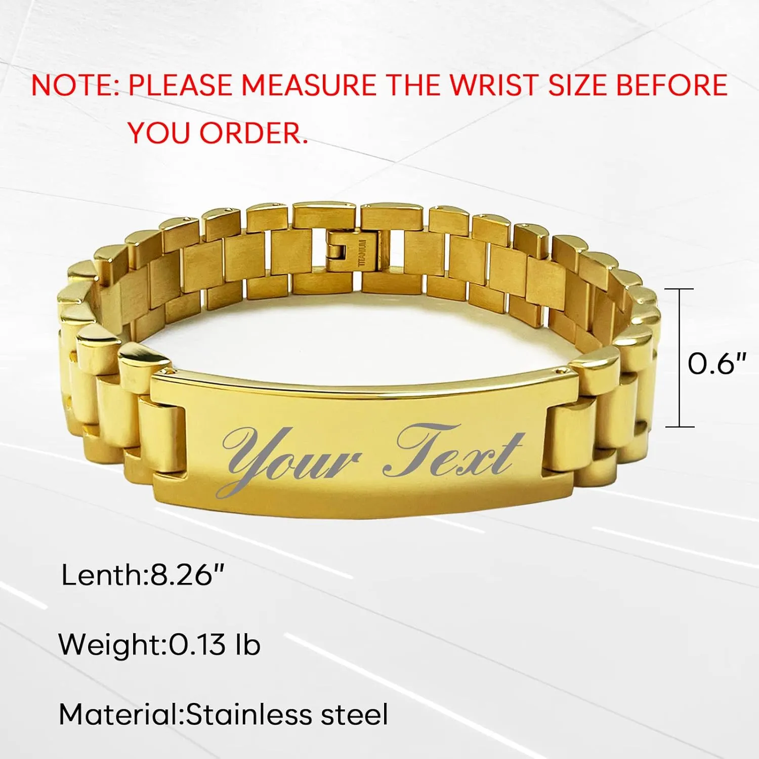 Tkanina Custom Engraved Bracelet Mens Personalized Stainless Steel Bracelets Customize Link Bracelet for Dad,Grandpa