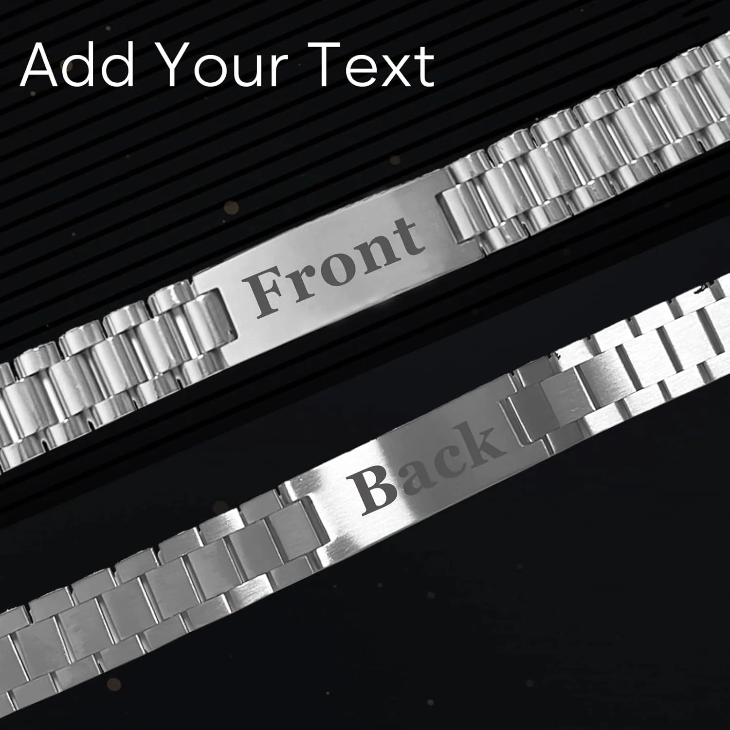 Tkanina Custom Engraved Bracelet Mens Personalized Stainless Steel Bracelets Customize Link Bracelet for Dad,Grandpa