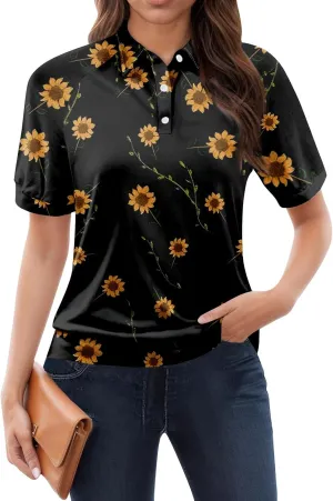 Tops for Women Trendy Short Sleeve Vacation Outfits Blouses Casual Summer Collared Shirts Polo Banded Hem