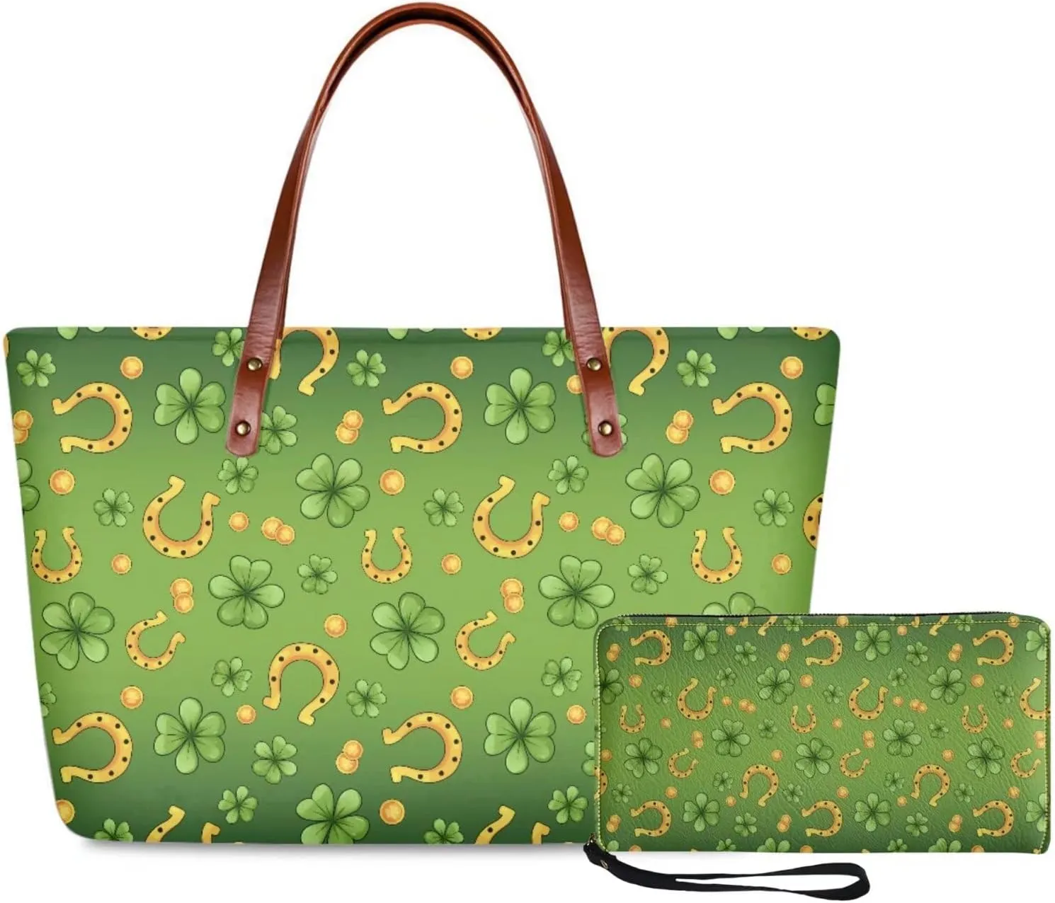 Tote Bag and Wallet Set for Women Handbags with Matching Wallets Satchel Purse 2PCS Clutch Purse for Outdoor