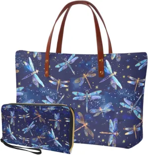 Tote Bag and Wallet Set for Women Handbags with Matching Wallets Satchel Purse 2PCS Clutch Purse for Outdoor