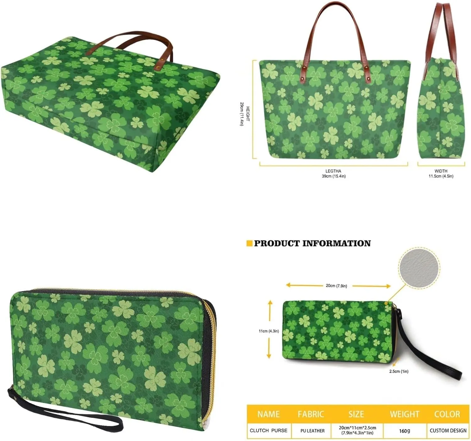 Tote Bag and Wallet Set for Women Handbags with Matching Wallets Satchel Purse 2PCS Clutch Purse for Outdoor