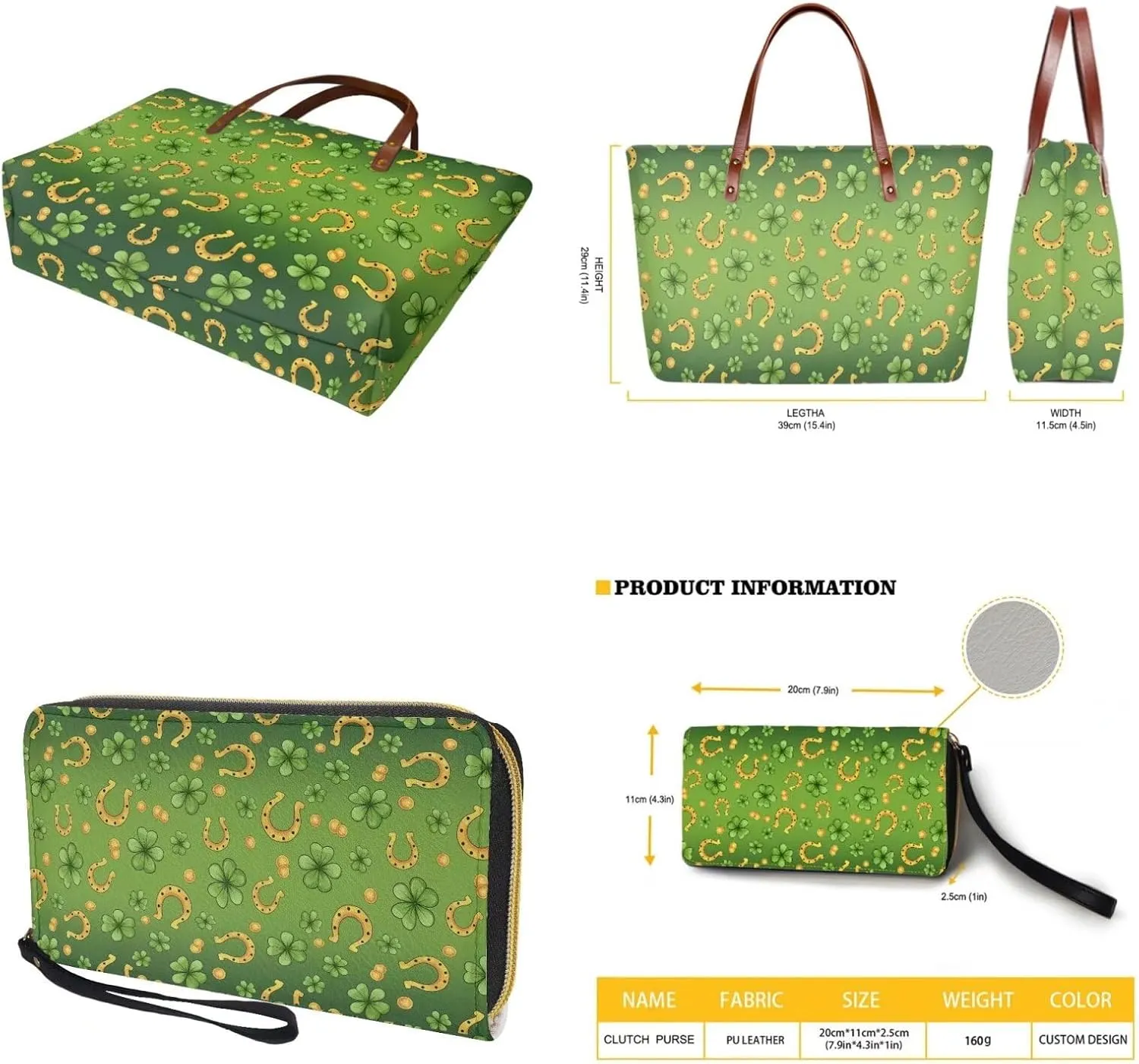 Tote Bag and Wallet Set for Women Handbags with Matching Wallets Satchel Purse 2PCS Clutch Purse for Outdoor