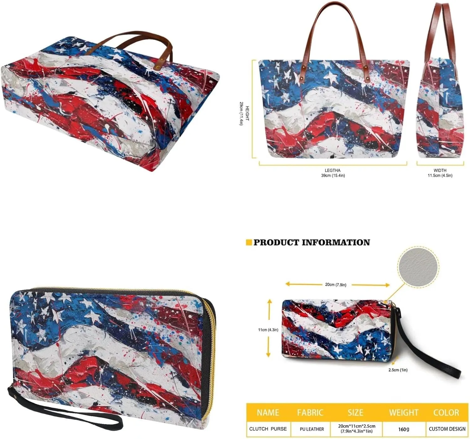 Tote Bag and Wallet Set for Women Handbags with Matching Wallets Satchel Purse 2PCS Clutch Purse for Outdoor
