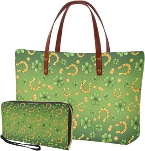 Tote Bag and Wallet Set for Women Handbags with Matching Wallets Satchel Purse 2PCS Clutch Purse for Outdoor