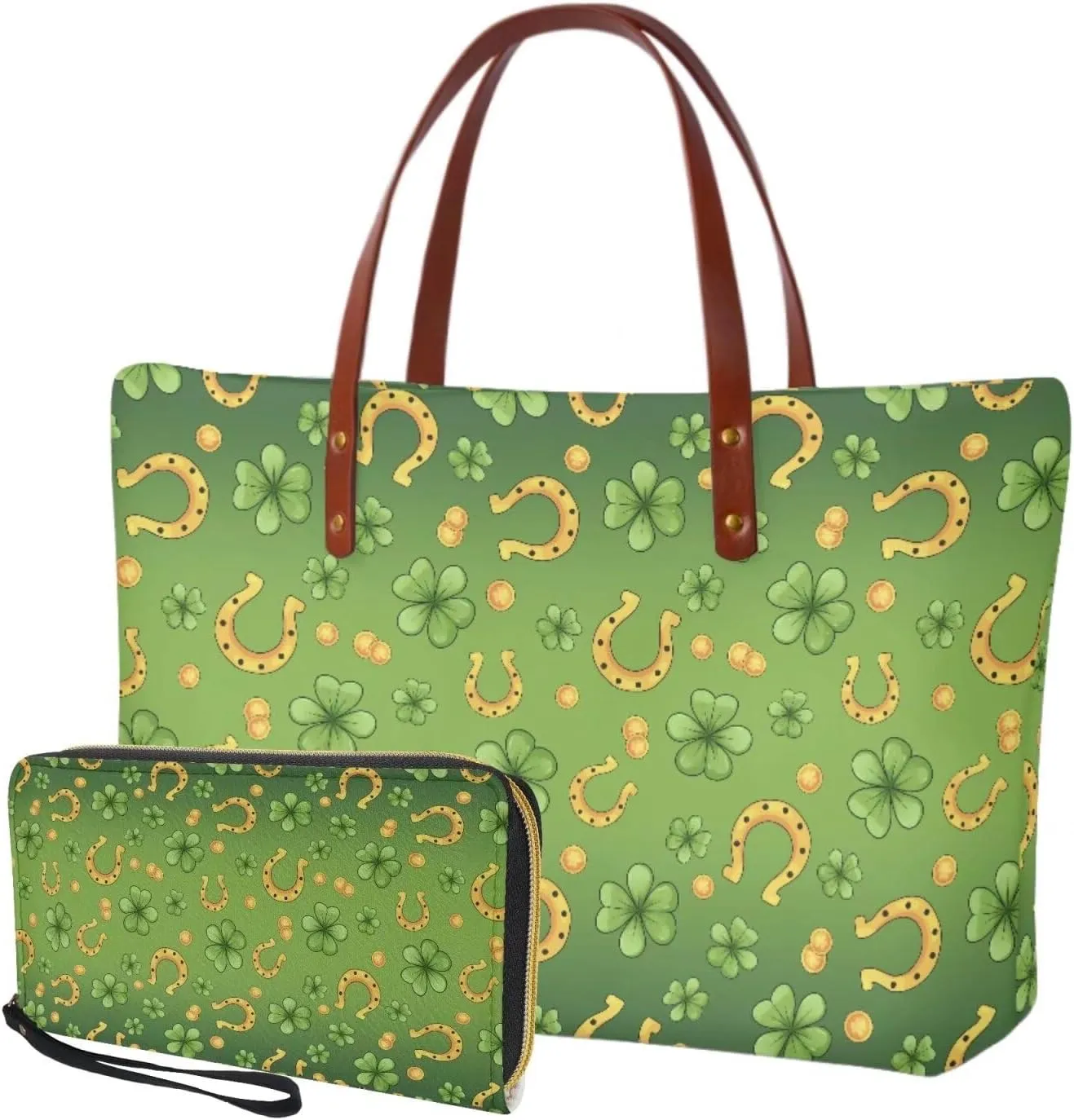Tote Bag and Wallet Set for Women Handbags with Matching Wallets Satchel Purse 2PCS Clutch Purse for Outdoor