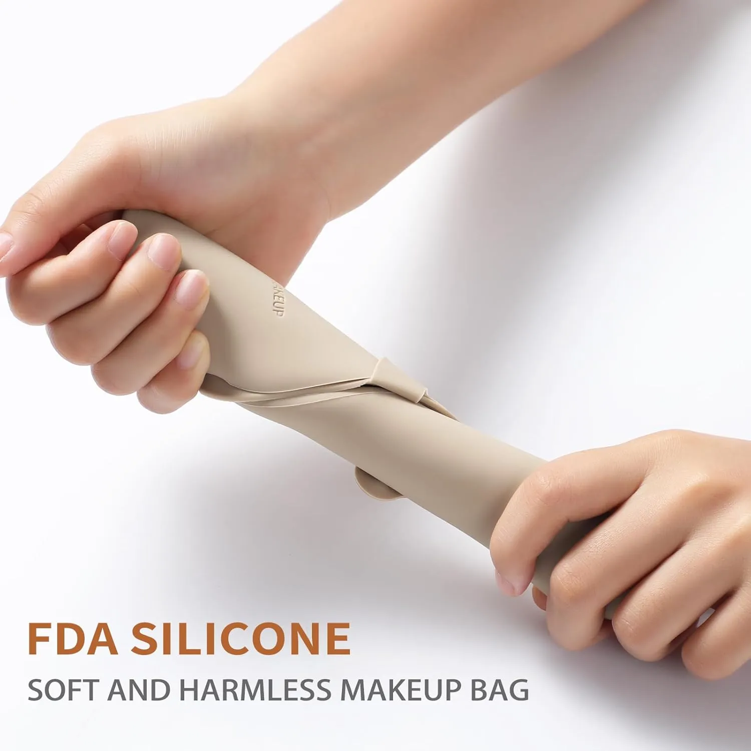 Travel Makeup Brush Holder - Anti-fall Out Silicone Portable Cosmetic Face Brushes Holder, Soft Travel Cosmetic Bag