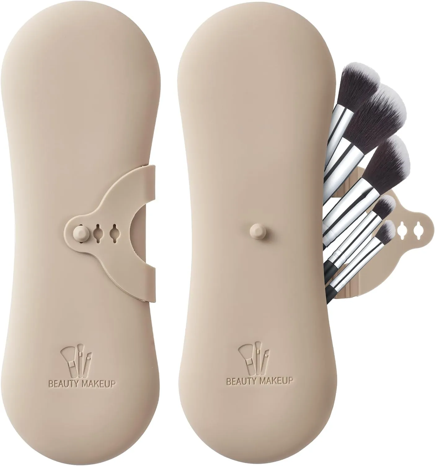 Travel Makeup Brush Holder - Anti-fall Out Silicone Portable Cosmetic Face Brushes Holder, Soft Travel Cosmetic Bag