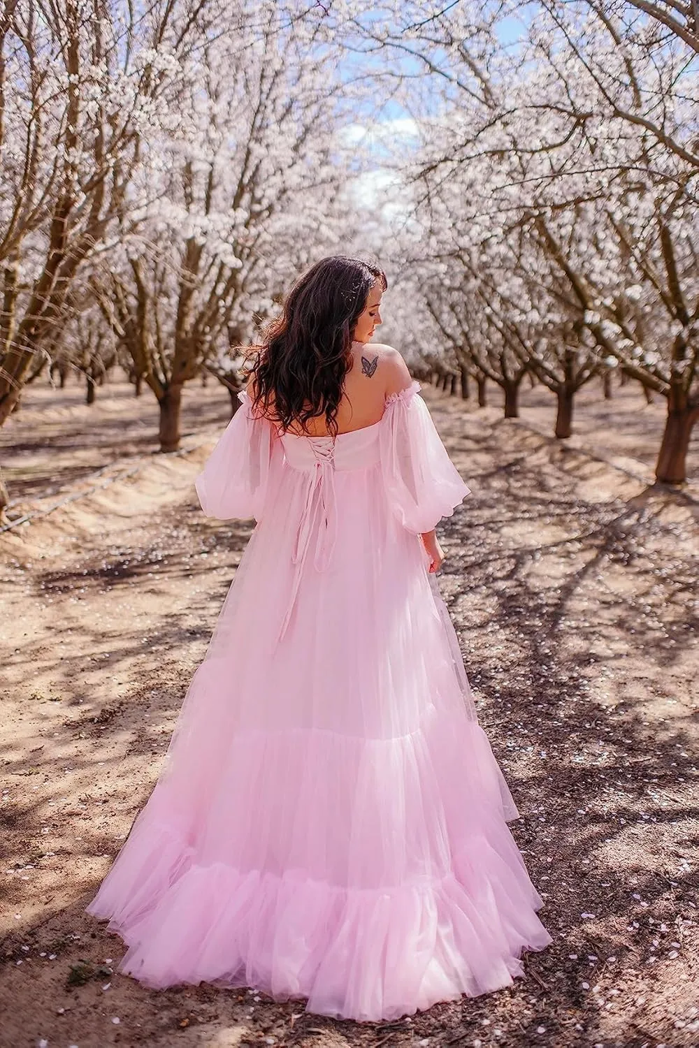 Tulle Maternity Dress for Photoshoot Winter Off Shoulder Maternity Gowns for Baby Shower Pregnancy Gowns