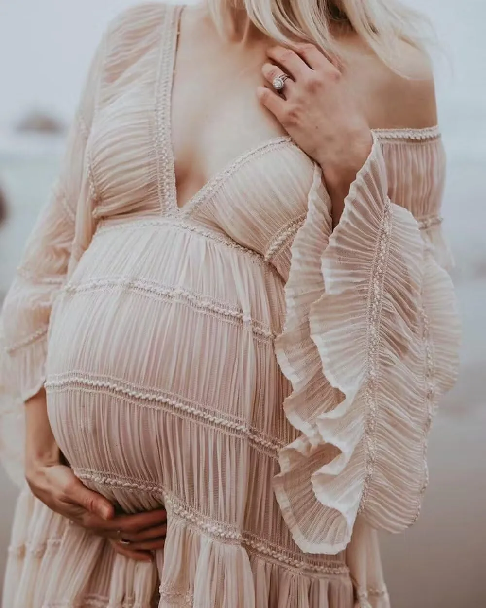 Tulle Maternity Dresses for Photoshoot Boho Off Shoulder Robes Bridal Lingerie Baby Shower Pregnancy Gowns