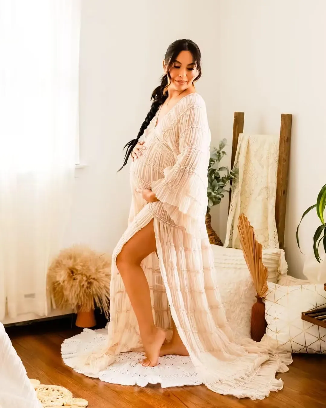 Tulle Maternity Dresses for Photoshoot Boho Off Shoulder Robes Bridal Lingerie Baby Shower Pregnancy Gowns