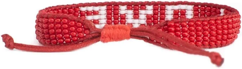 Ubuntu Life Beaded Woven LOVE Bracelet  Handmade Glass Bead Bracelet with Slide Closure, Made from Vegan Materials, Stackable Bracelets for Women and Men