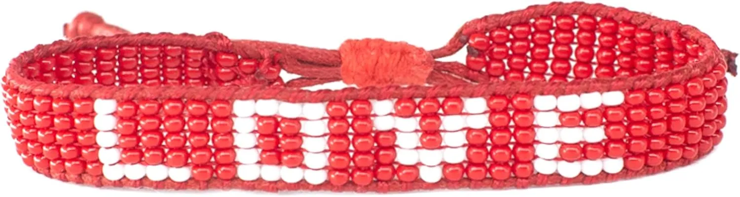 Ubuntu Life Beaded Woven LOVE Bracelet  Handmade Glass Bead Bracelet with Slide Closure, Made from Vegan Materials, Stackable Bracelets for Women and Men