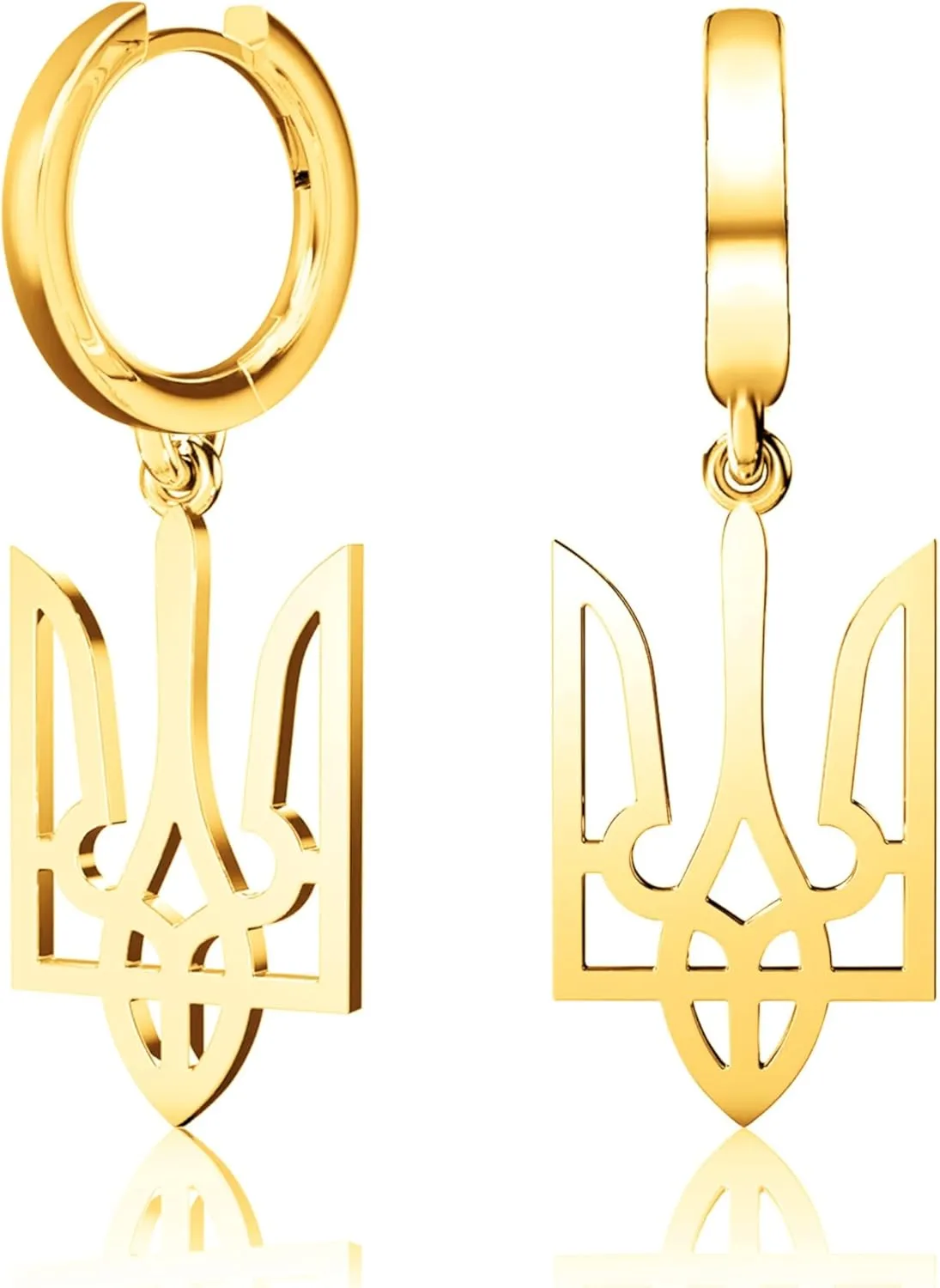 Ukrainian Tryzub Drop Earrings - Minimalist Design, Genuine 925 Sterling Silver Earrings, Stylish and Durable, Ukraine Jewelry Gift for Women, Trizub