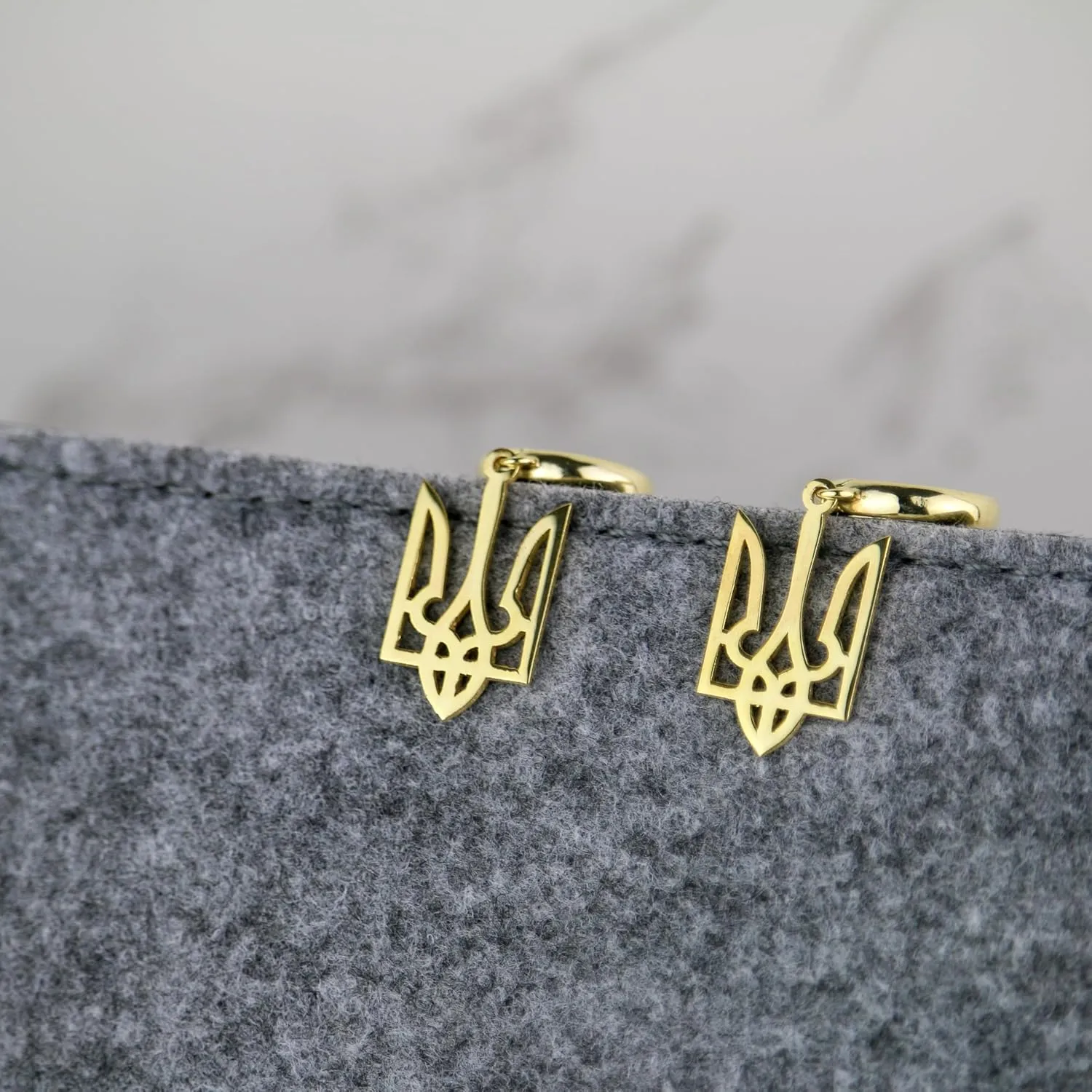 Ukrainian Tryzub Drop Earrings - Minimalist Design, Genuine 925 Sterling Silver Earrings, Stylish and Durable, Ukraine Jewelry Gift for Women, Trizub