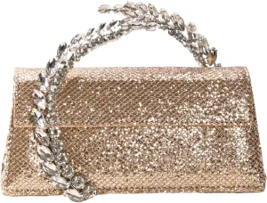 URAWOW Rhinestone Evening Clutch for Women Shiny Sparkly Handbags for Party Wedding Chic Satin Purses