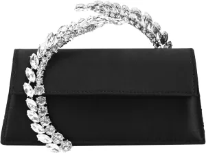 URAWOW Rhinestone Evening Clutch for Women Shiny Sparkly Handbags for Party Wedding Chic Satin Purses