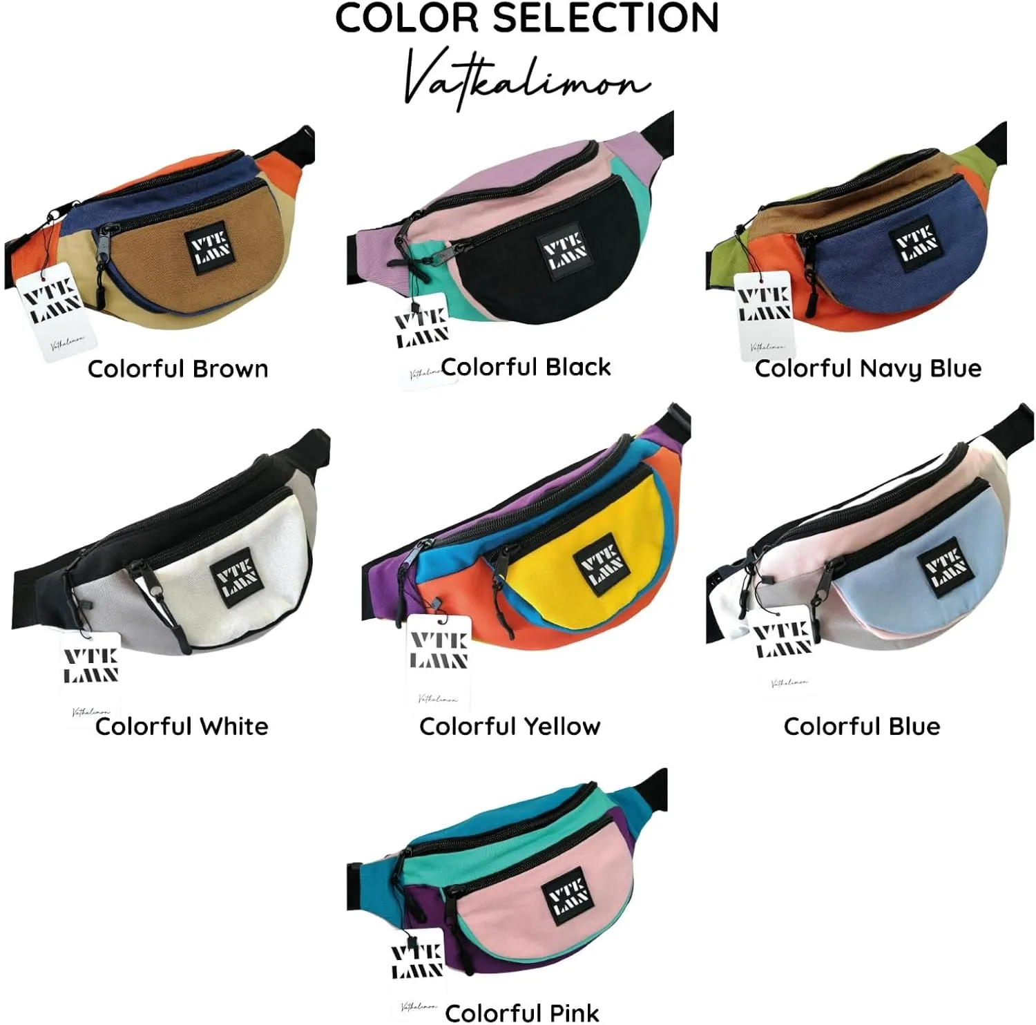 Vatkalimon Unisex Bum Bag, Waterproof Belt Bag - Small Crossbody Bag with Adjustable Strap - Travel Essentials, Stylish Bum Bag for Hiking, Running & Daily Use