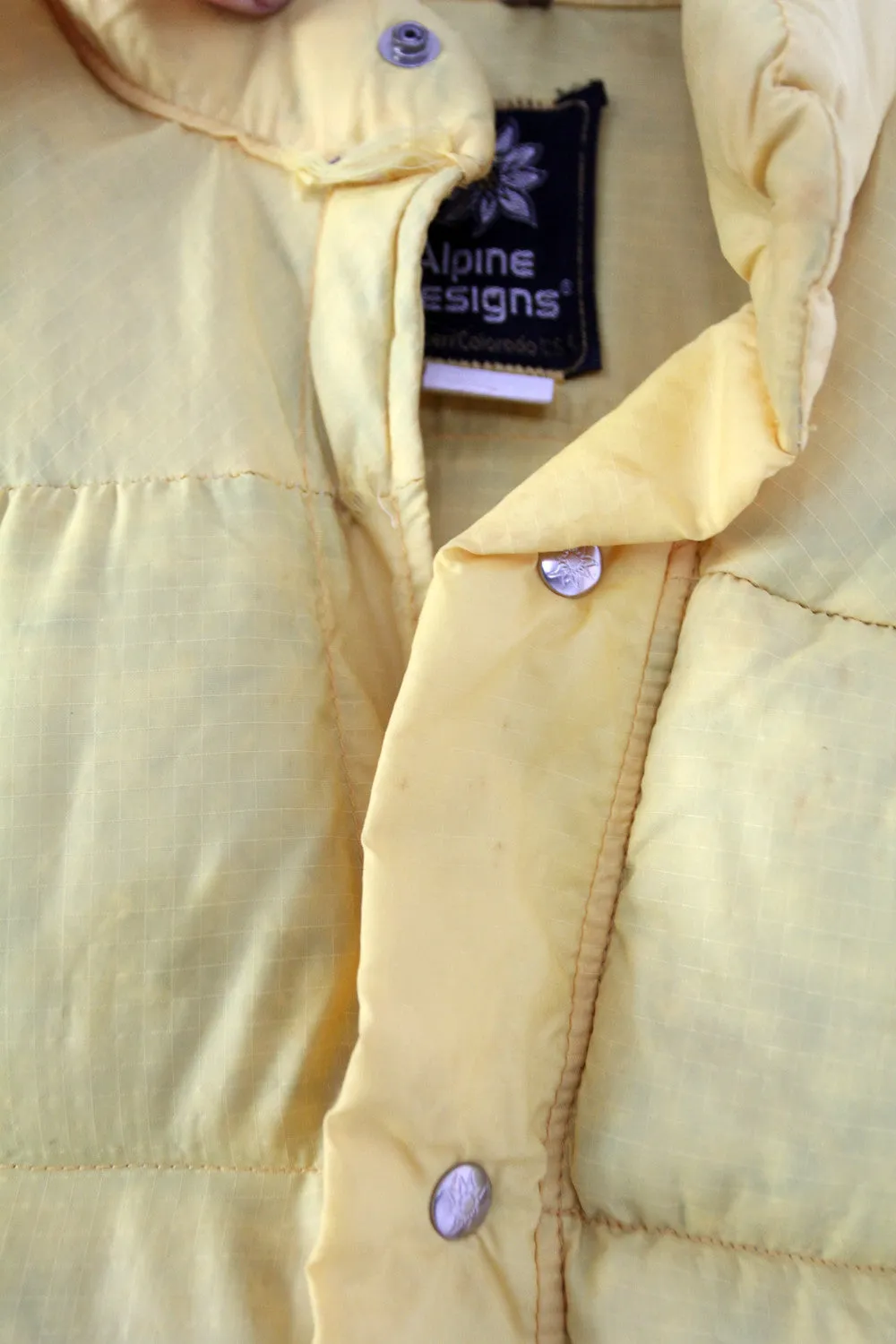 vintage 70s yellow puff vest