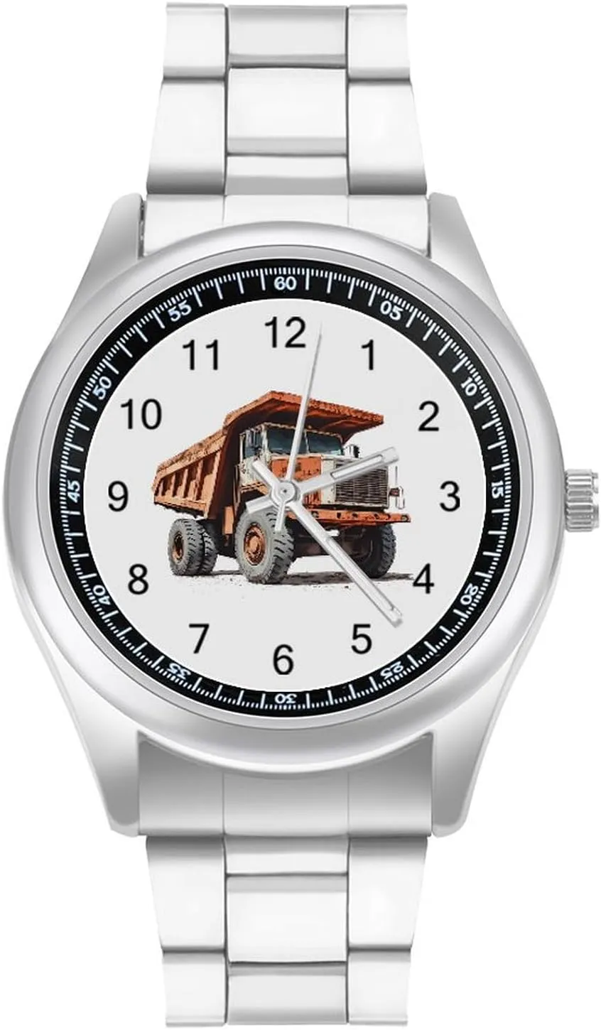 Vintage Dump Truck Stainless Steel Strap Simple Business Watches for Men Easy Reader Work Casual Watch