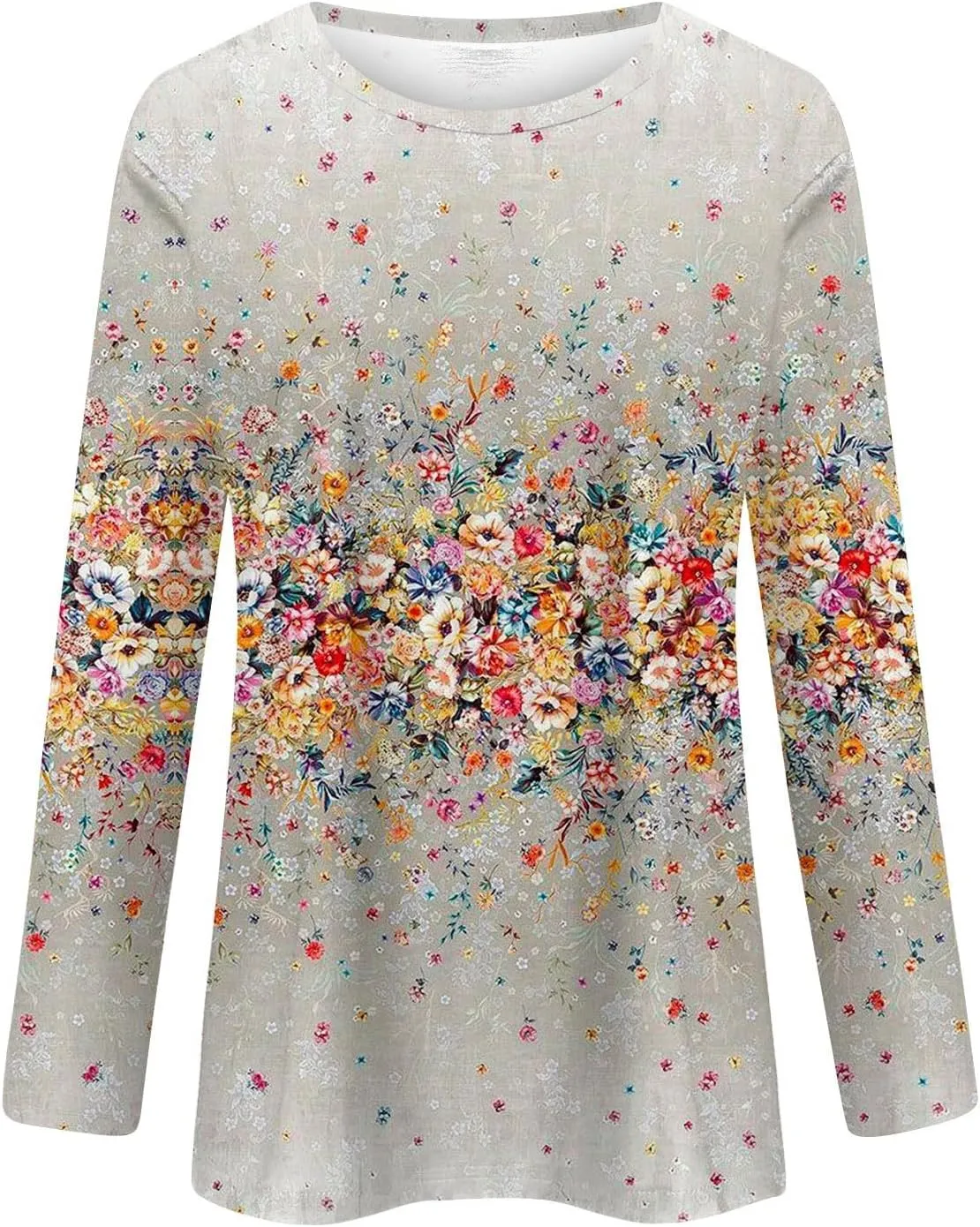 Vintage Tees for Women Women's Fashion Casual Round Neck Long Sleeve Printed T-Shirt Top