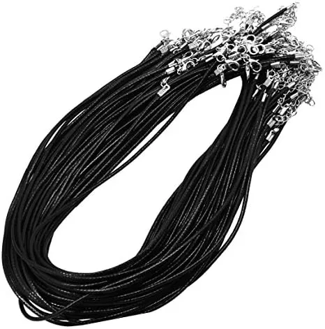 Wax Cord Necklaces with Clasp, Bulk Necklace Rope String for Jewelry Making; 100 PCs; by Mandala Crafts