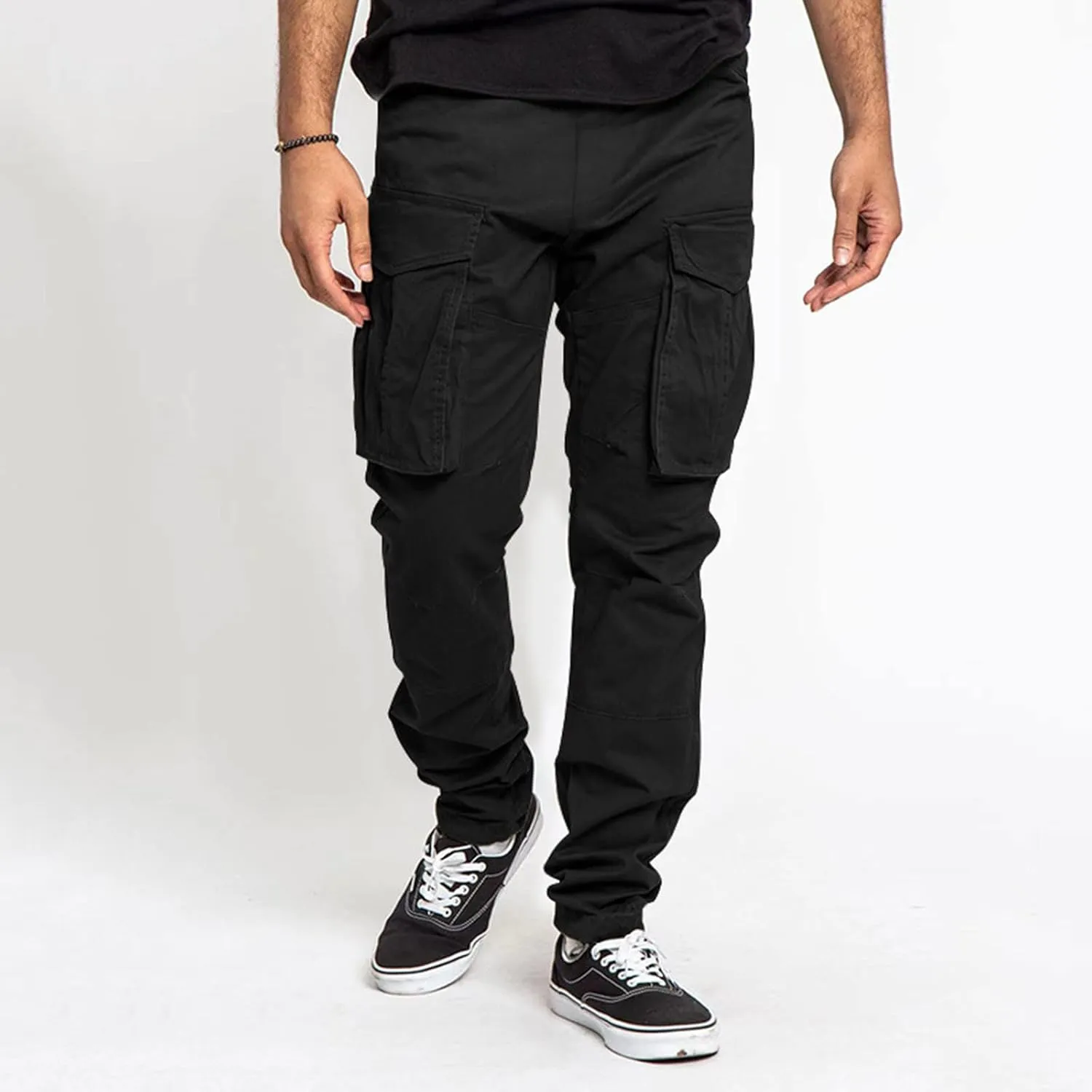 Weatherproof Men's Pants Mens Casual Elastic Drawstring Cargo Pants Lightweight Relaxed Fit Cotton Workout Sweatpants