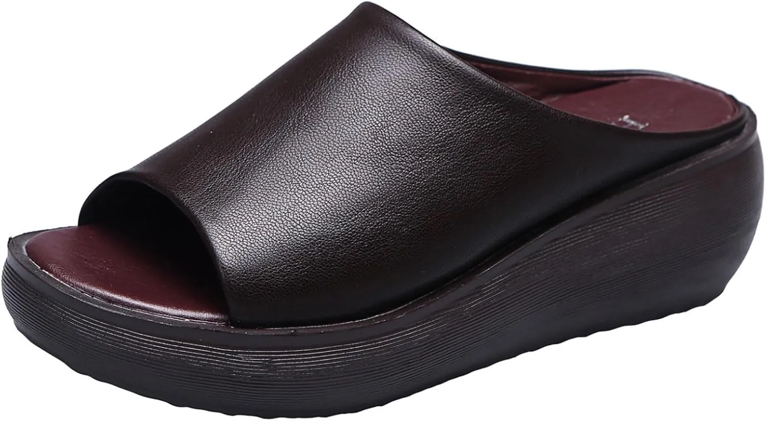 Wedge Sandals for Women Slip-On Platform High Heel Slippers Comfortable Open Toe Mules Diabetic Walking Orthopedic Sandals with Arch Support