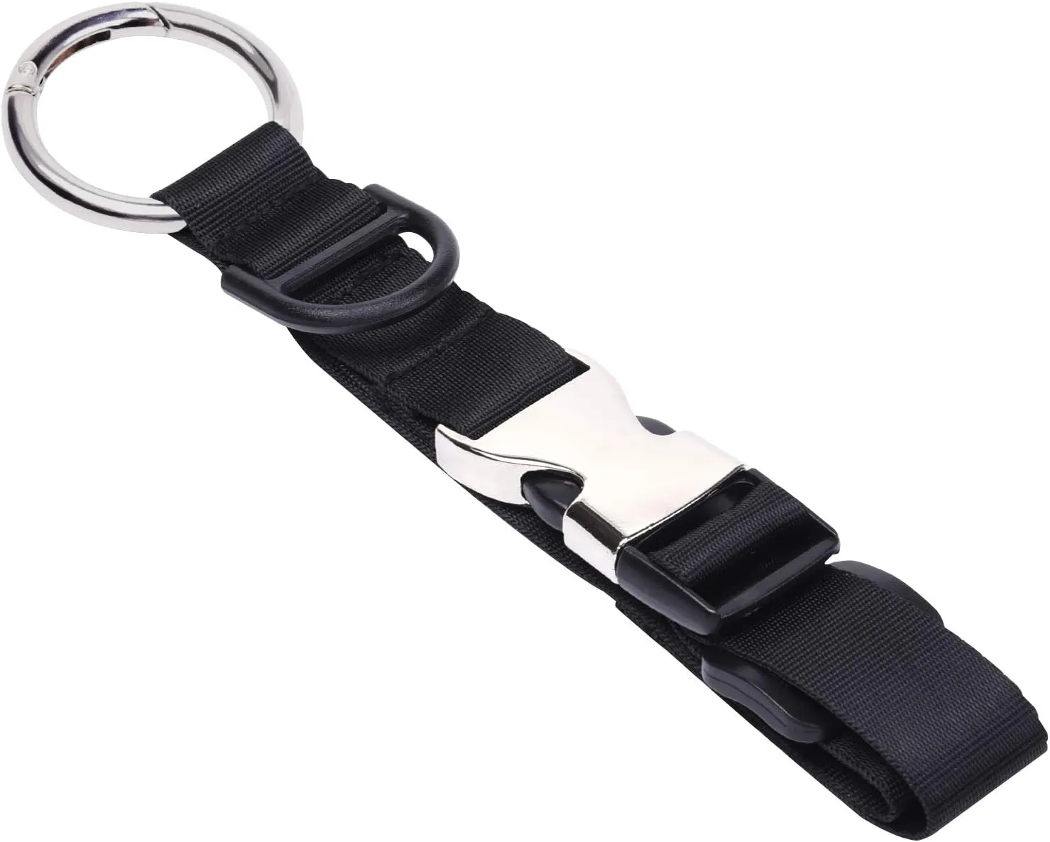Wisdompro Add a Bag Luggage Strap Jacket Gripper, Luggage Straps Baggage Suitcase Belts Travel Accessories with D-Ring - Make Your Hands Free, Easy to Carry Your Extra Bags - Black