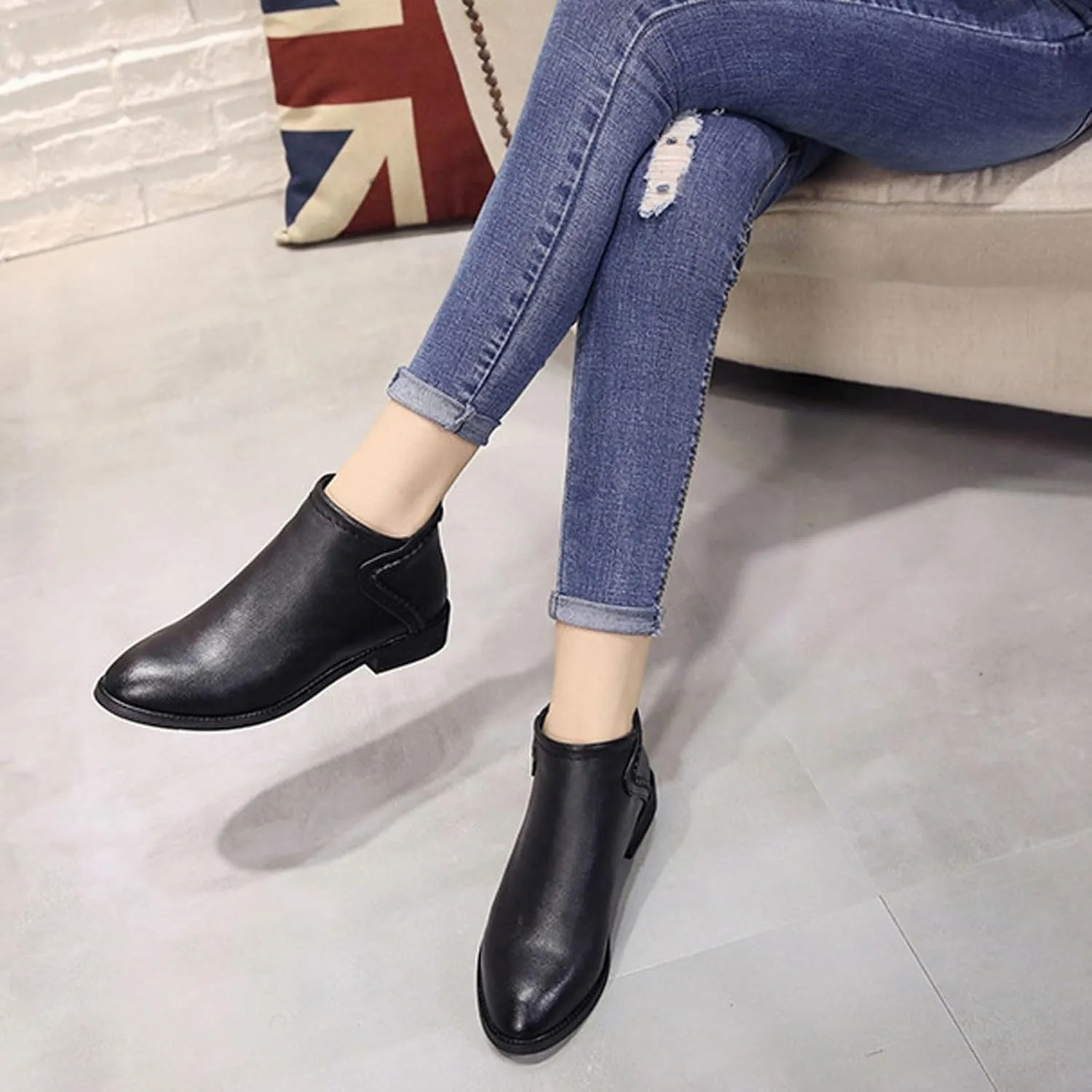 Women Ankle Boots Flat Booties for Women Arch Support Boots for Women Non Slip Boots for Women Womens Ankle Boots Flat Low Heel Booties White Ankle Cowgirl Boots for Women