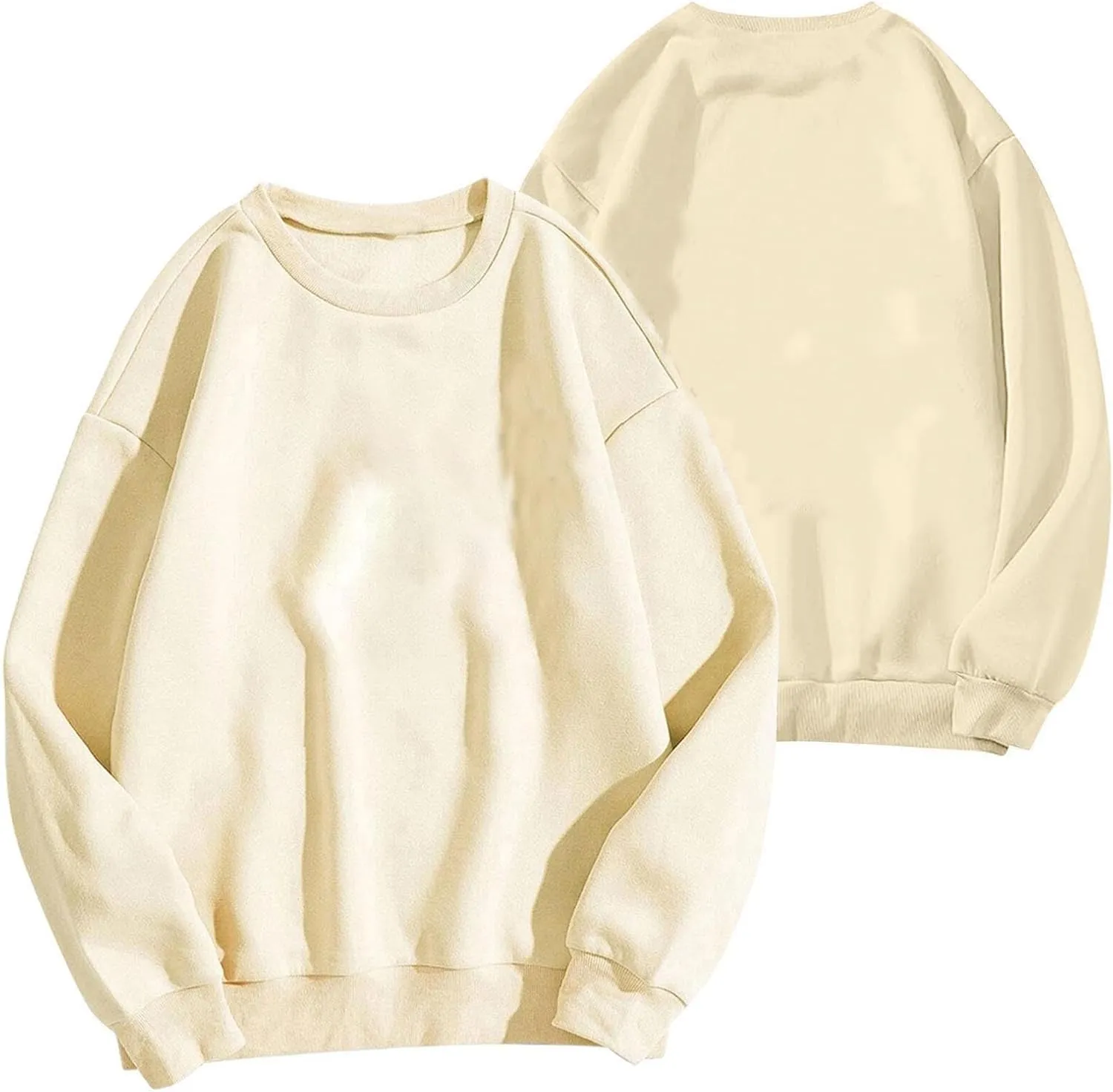 Women Custom Sweatshirts Long Sleeve Shirts Fleece Crewneck Tops, Your Own Design, Add Text/Photo/Image/Logo
