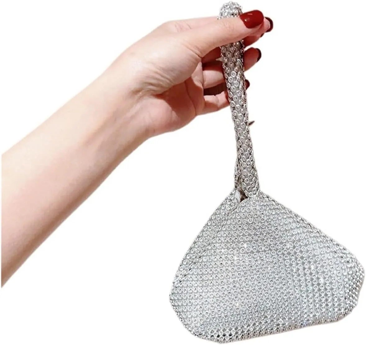 Women Diamond Dinner Bag Ladies Clutches Handbag Dress Banquet Evening Bag Coin Purse for Girlfriend Gift(Mines Silver)