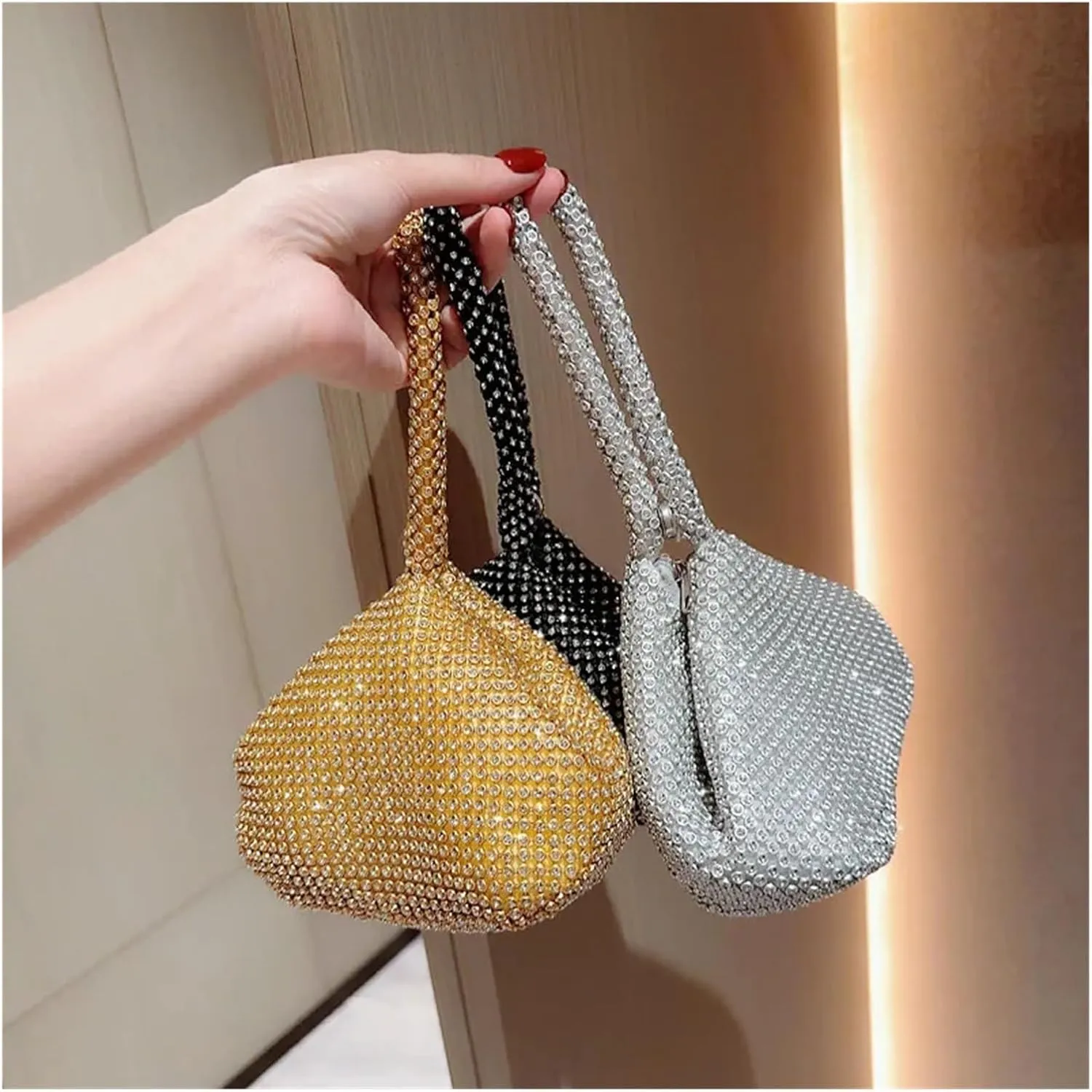 Women Diamond Dinner Bag Ladies Clutches Handbag Dress Banquet Evening Bag Coin Purse for Girlfriend Gift(Mines Silver)